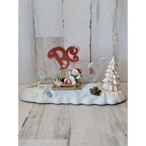 Be jolly snowman AS IS light up music Xmas figure glitter tree candy cane
